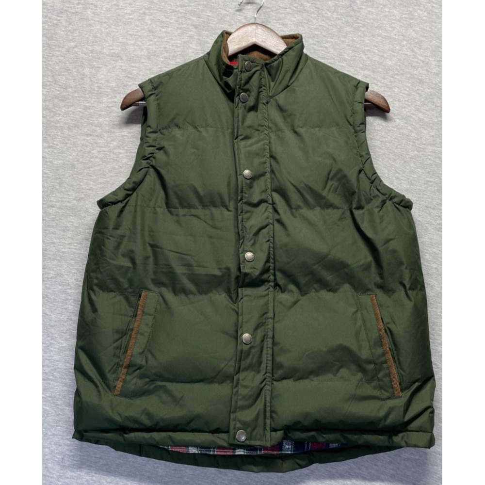 Gioberti Outerwear Puffer Vest Womens 14 Green Flannel Lining Snap Inside Zip
